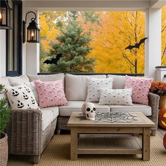 Halloween Pillow Covers Cute Ghost Spooky Fall Throw Pillows Set of 2 - Picture 4 of 7